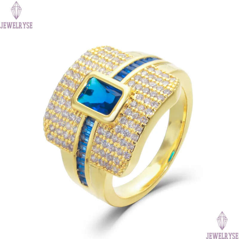 Size 6-9 Luxury Designer Jewelry Rings AAA Cubic Zirconia Copper Gold Silver Full CZ White Blue Green Gemstones For Women Party Wedding Diamond Ring G