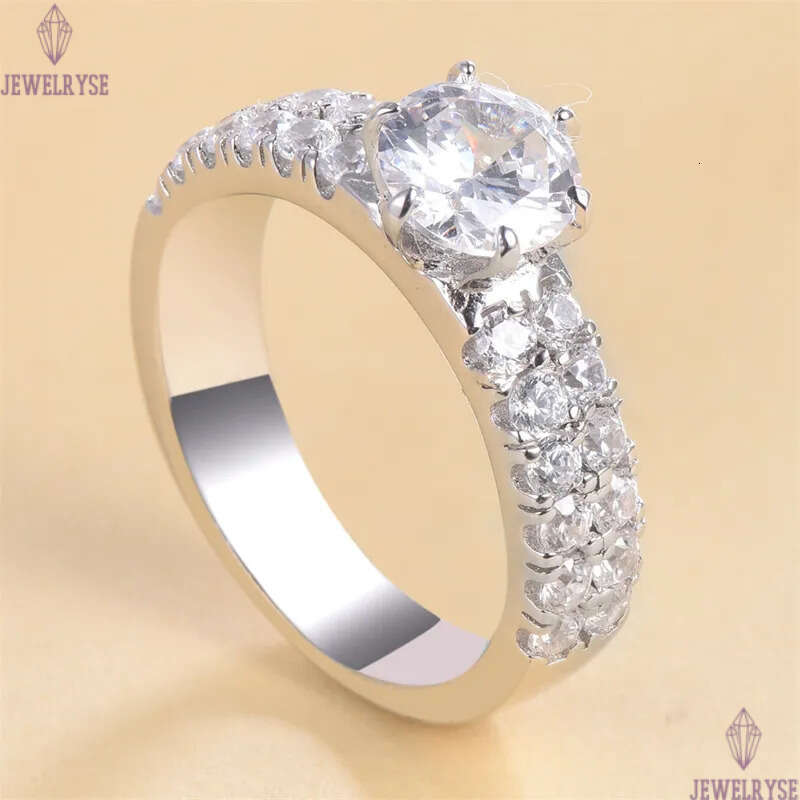 1ct round diamond ring designer for woman wed luxury 925 sterling silver white full 5A zirconia engagement wedding rings anniversary jewelry women gif