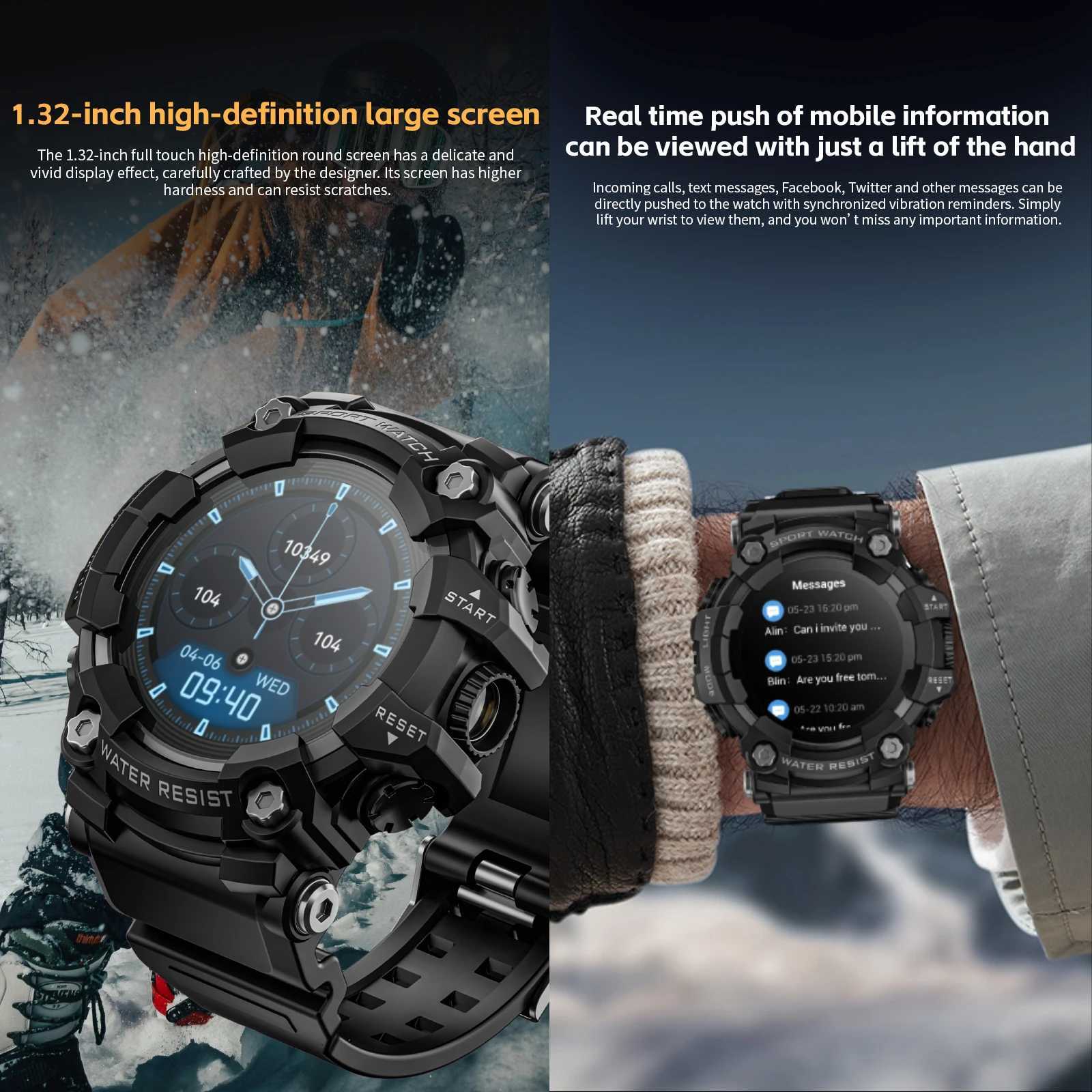 LOKMAT ATTACK-GT Upgrade Sport Smart Watch Waterproof Calls Rugged Smartwatches Flashlight Fitness Tracker for Phone C251203