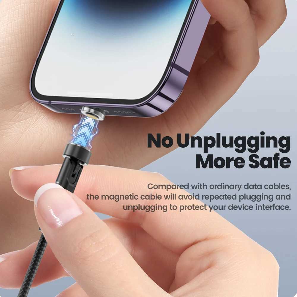 Toocki 540 Rotate Magnetic Cable 3A Fast Charging Micro USB Type C Cable For iPhone 14 S23 Magnet USB Phone Cable C251203