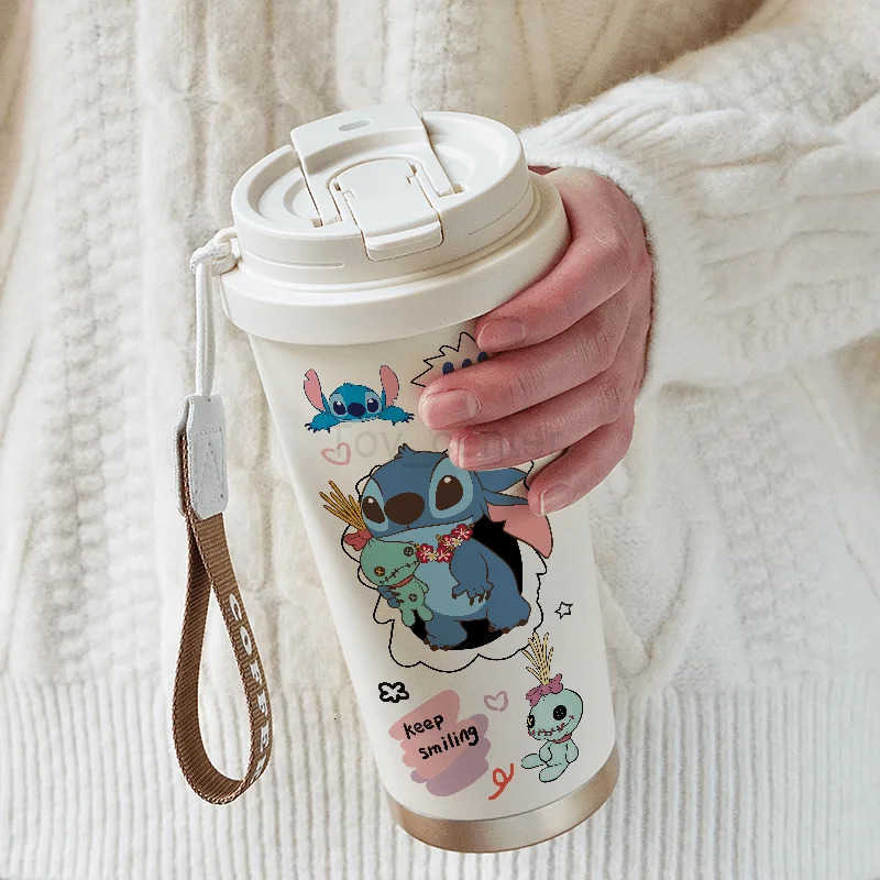 Disney Stitch Stainless Steel Insulated Cup Cute Cartoon Personalized Creative Couple and Student Coffee Cup Birthday Gift H251203