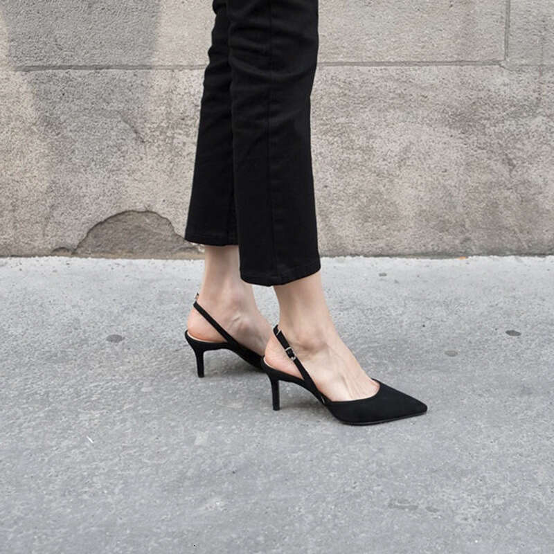 Early Spring Nude stiletto Heel Pointed Toe Designer shoe Shallow Mouth One-Strap slingback Heels Women's Shoes with Straps