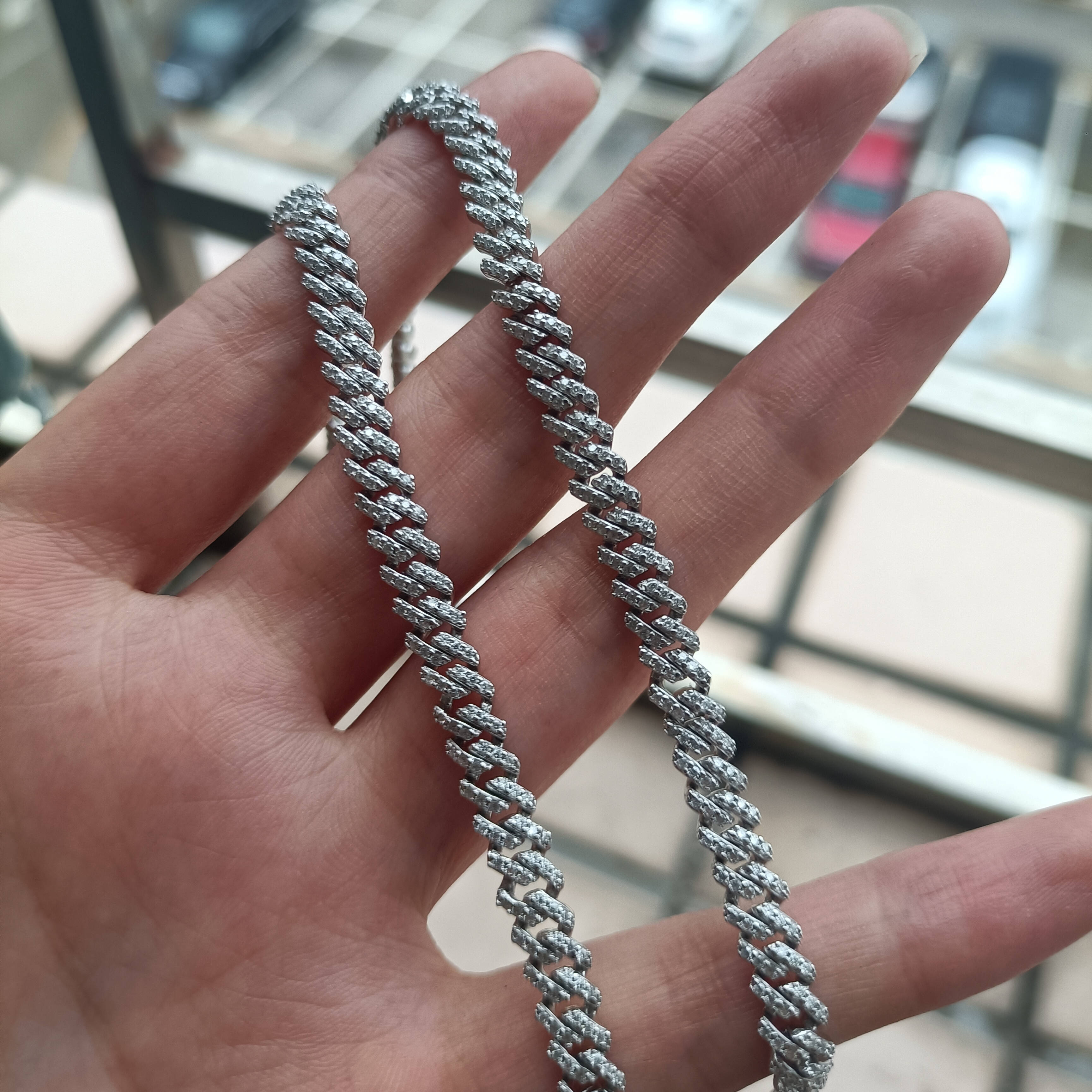 Best Selling S925 Silver D VVS1 Moissanite Diamond 5MM One Row Hip Hop Cuban Link Chain Necklace