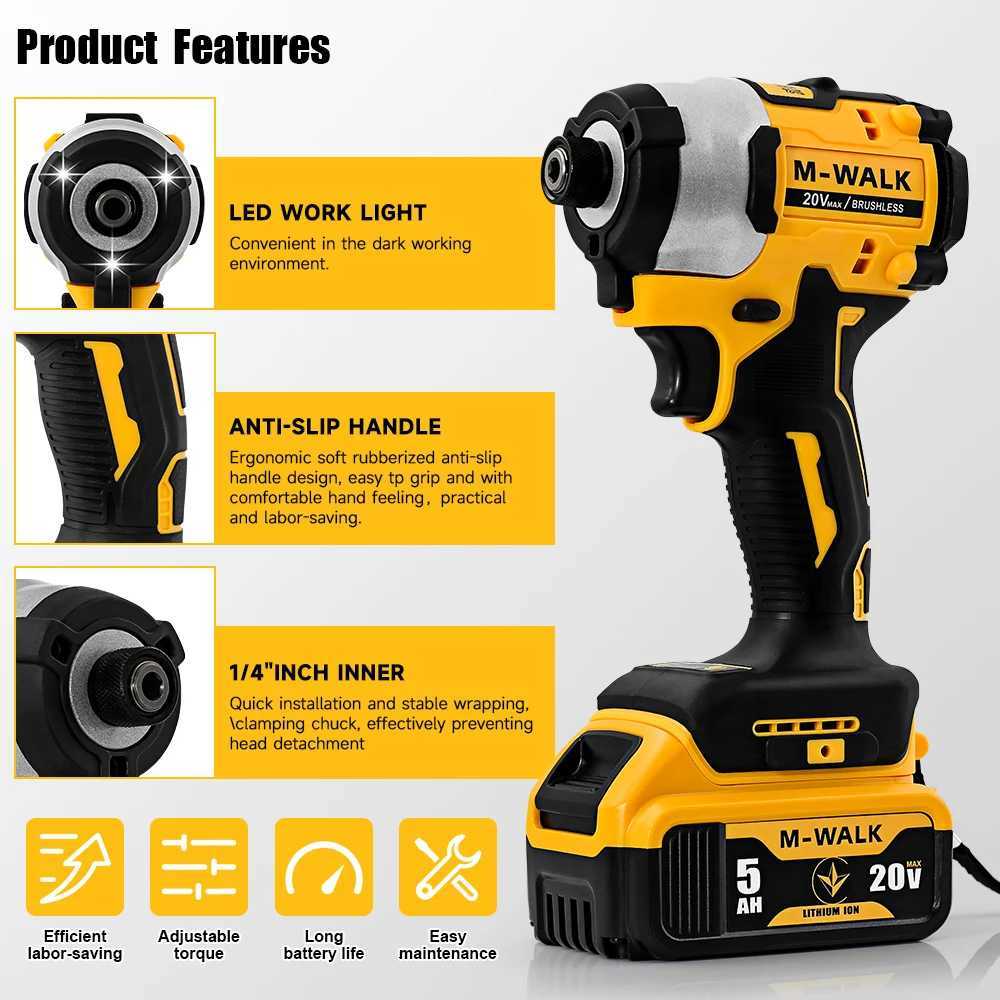 Impact Driver Electric Drill 20V Brushless Cordless 3250RPM screwdriver High Torque tools Power Tools For 20V Battery Pin X251203 - view 4
