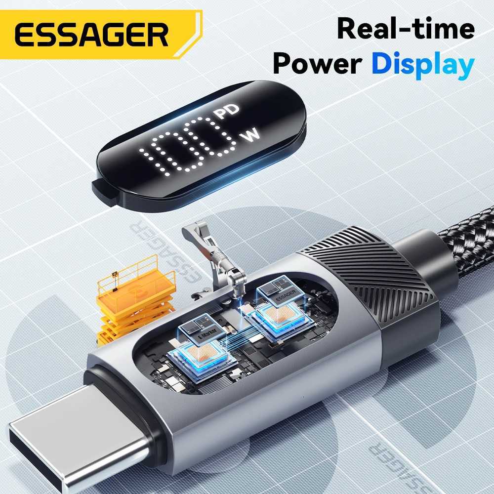 2m Essager 100W Type C To Type C Cable For iPhone 16 15 PD Fast Charging For book iPad Digital Dispaly Cable C251203