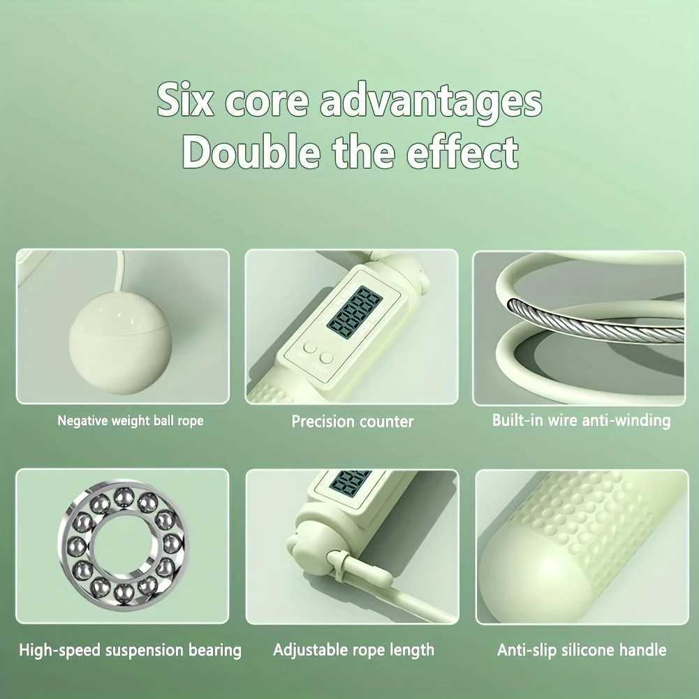 Dual Purpose Jump Rope Intelligent Counting Steel Wire Rope Sports Equipment Household Cordless Sports Load Jump Rope M260319