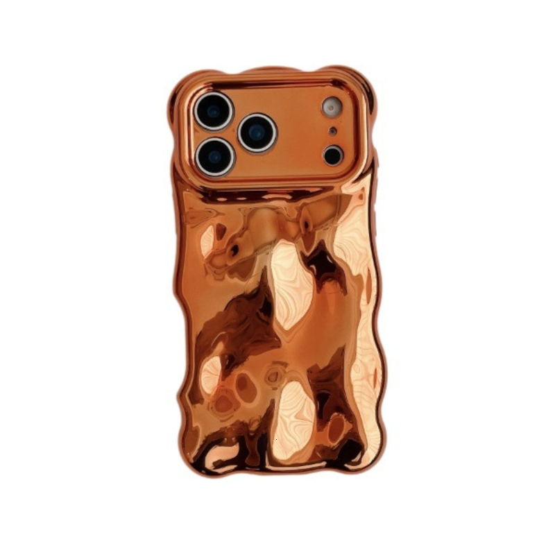 Orange Wave Phone Case Compatible with iPhone 17 Pro Max Apple 16/15/14 Niche High-end Feel Electroplated Protective Case
