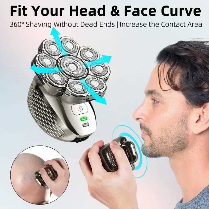 4D Shavers for Bald Men Upgraded 9 Floating s 6-in-1 Rechargeable Waterproof Wet Dry Bald Shavers for Men Y251203