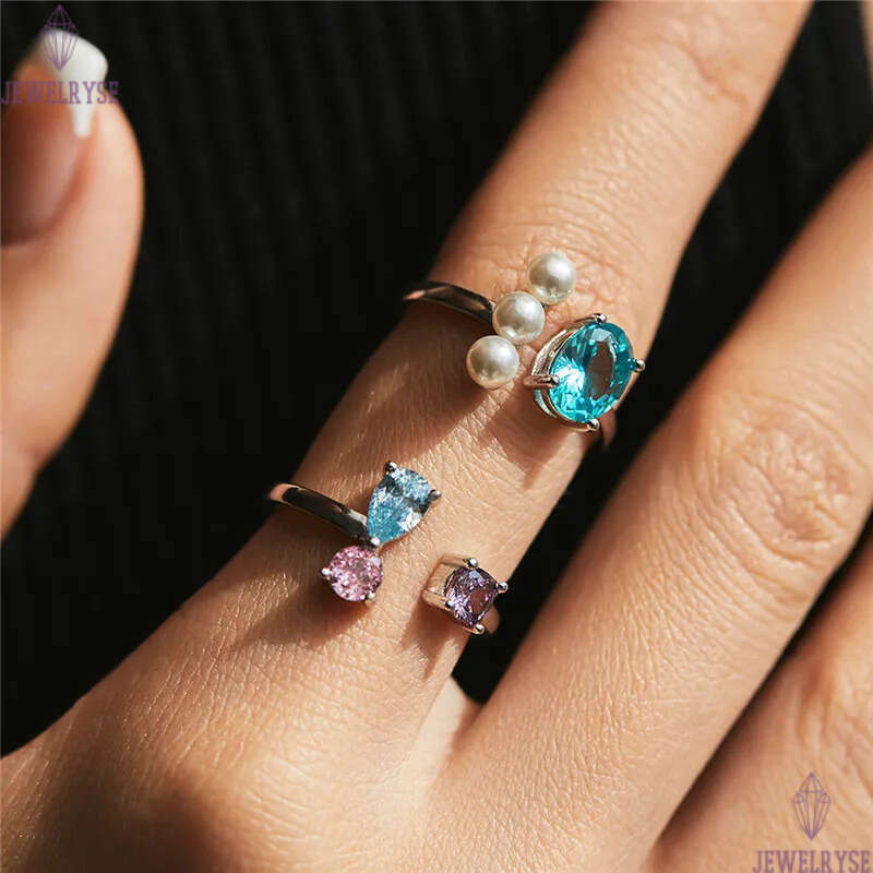 luxury diamond designer ring for woman imitation pearl 925 sterling silver 5A zirconia womens wedding engagement band rings jewelry opening adjustable