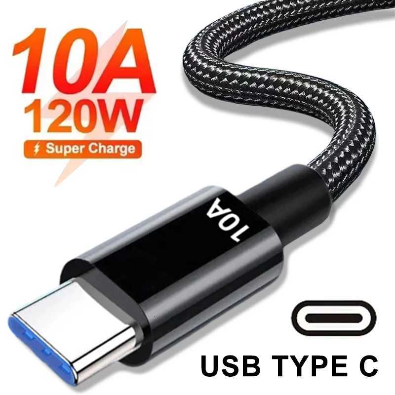 10A 120W Fast Charging Type C Cable for USB Nylon Braided Transfer Data Cord for Android Phone 1m 15m 2m C251203