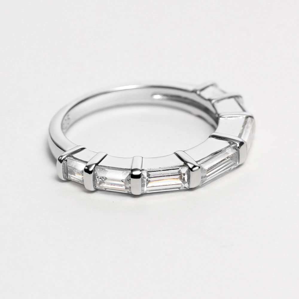 S925 Baguette Eternity Wedding Band Cubic Zirconia Stacking Sterling Silver Ring for Women