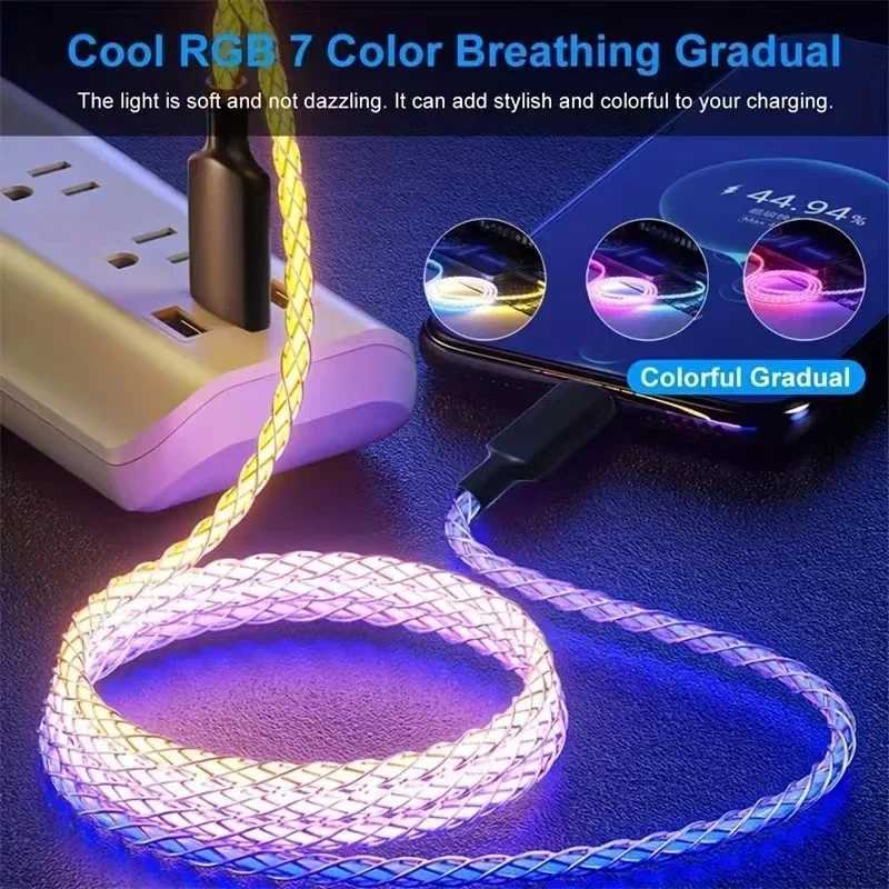 1M Fast Charging RGB Breathing Luminous Gradient Light Data Cable 60W TYPE-C Charger For iPhone 15 PD Cord C251203