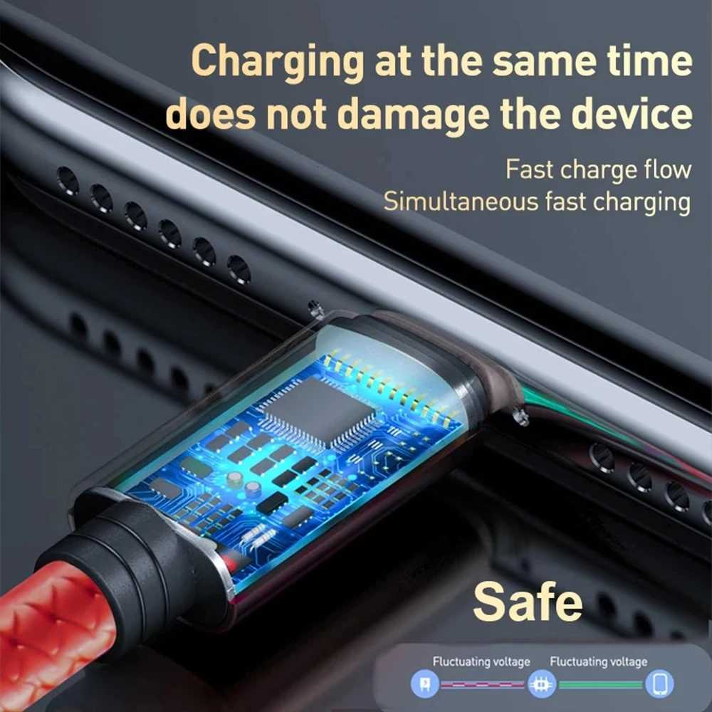 3 In 1 USB Charger Fast Charging Cable Type C Micro LIGHTNING Mti Charger Cable for iPhone Nylon Braided Cord C251203