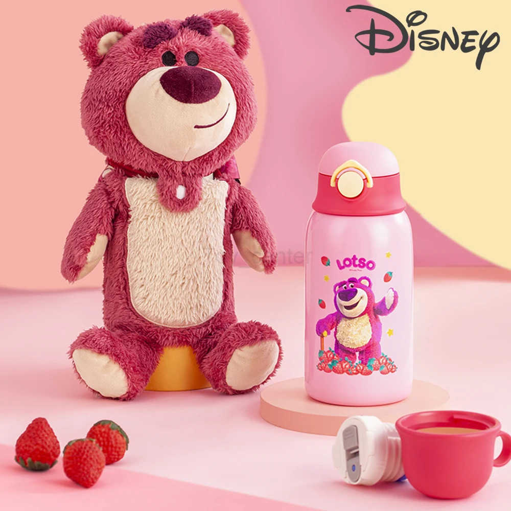 Disney Stainless Steel Material Straw Thermos Cup Cartoon Strawberry Bear Water Bottle Exquisite Gift Box With Cup Cover 620ML H251203