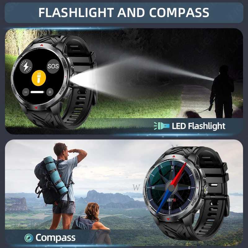 LIGE Men Smart Watch 1100mAh Large Battery 3ATM Waterproof Call Rate Sleep Monitor Flashlight Sports Smartwatch C251203