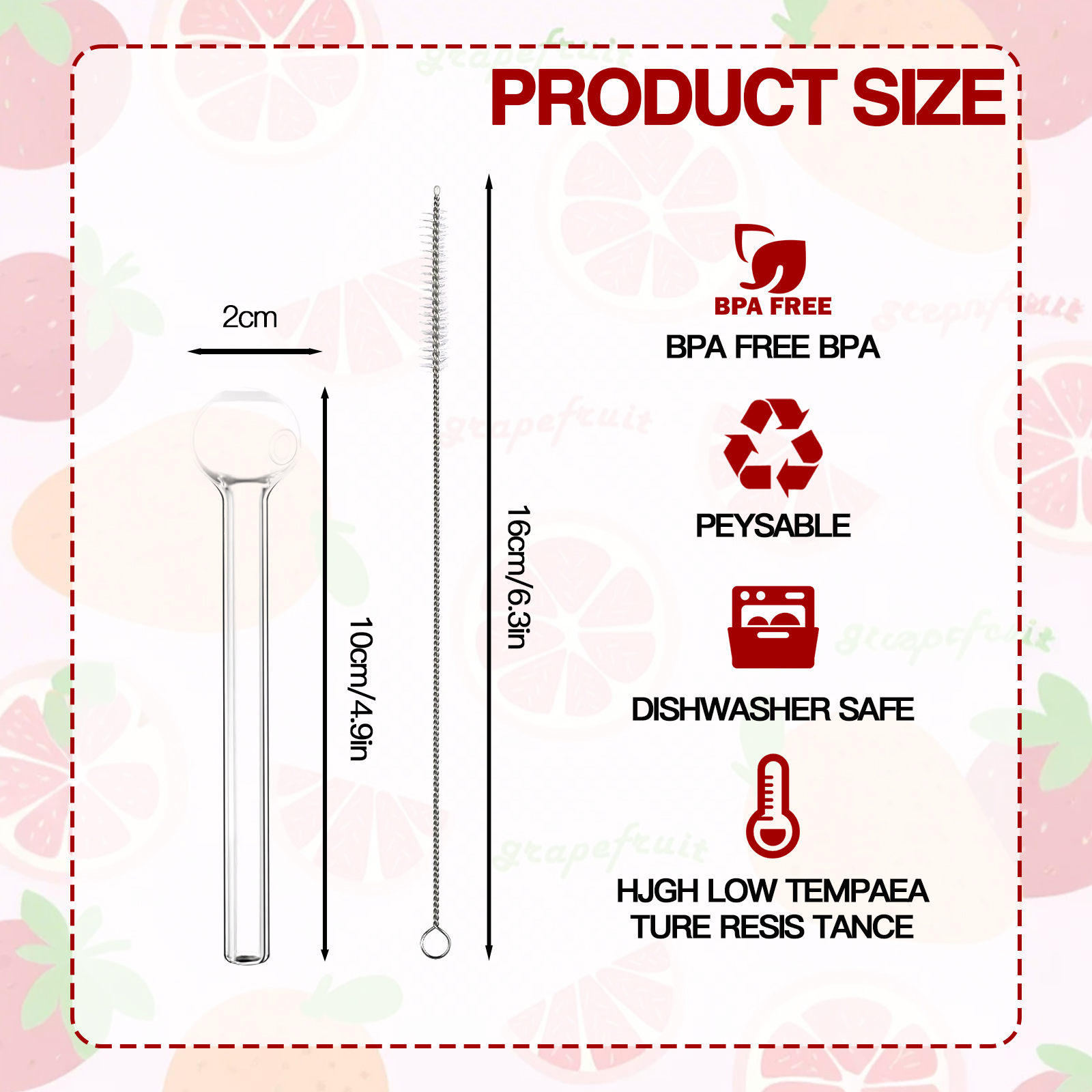 Set of 8 Durable Glass Straws for Eco-Conscious Drinkers | Includes Cleaning Tool & Carrying Case