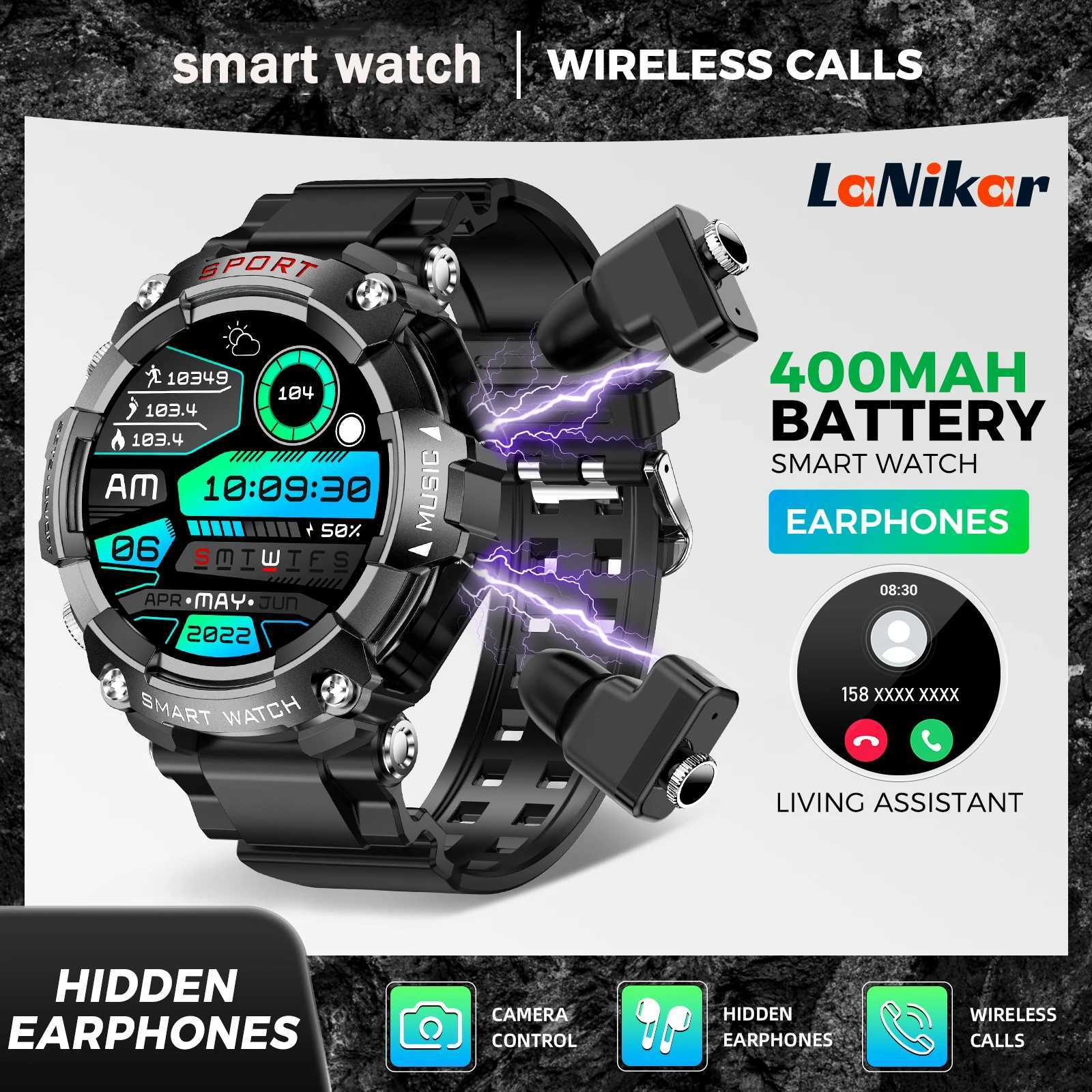 LaNikar Smart Watch AMOLED Display With In-Ear set Rate Blood Pressure Oxygen Saturation Monitoring HD Au C251203