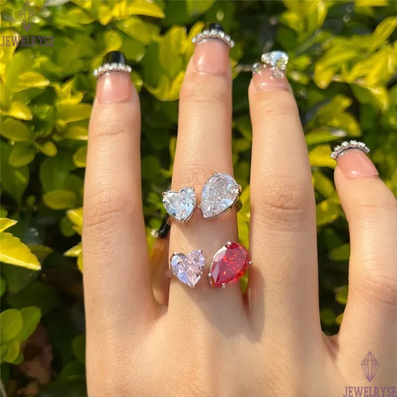 love wed heart designer ring for woman 925 sterling silver diamond pink zirconia sqaure luxury womens engagement wedding rings jewelry gift box openin