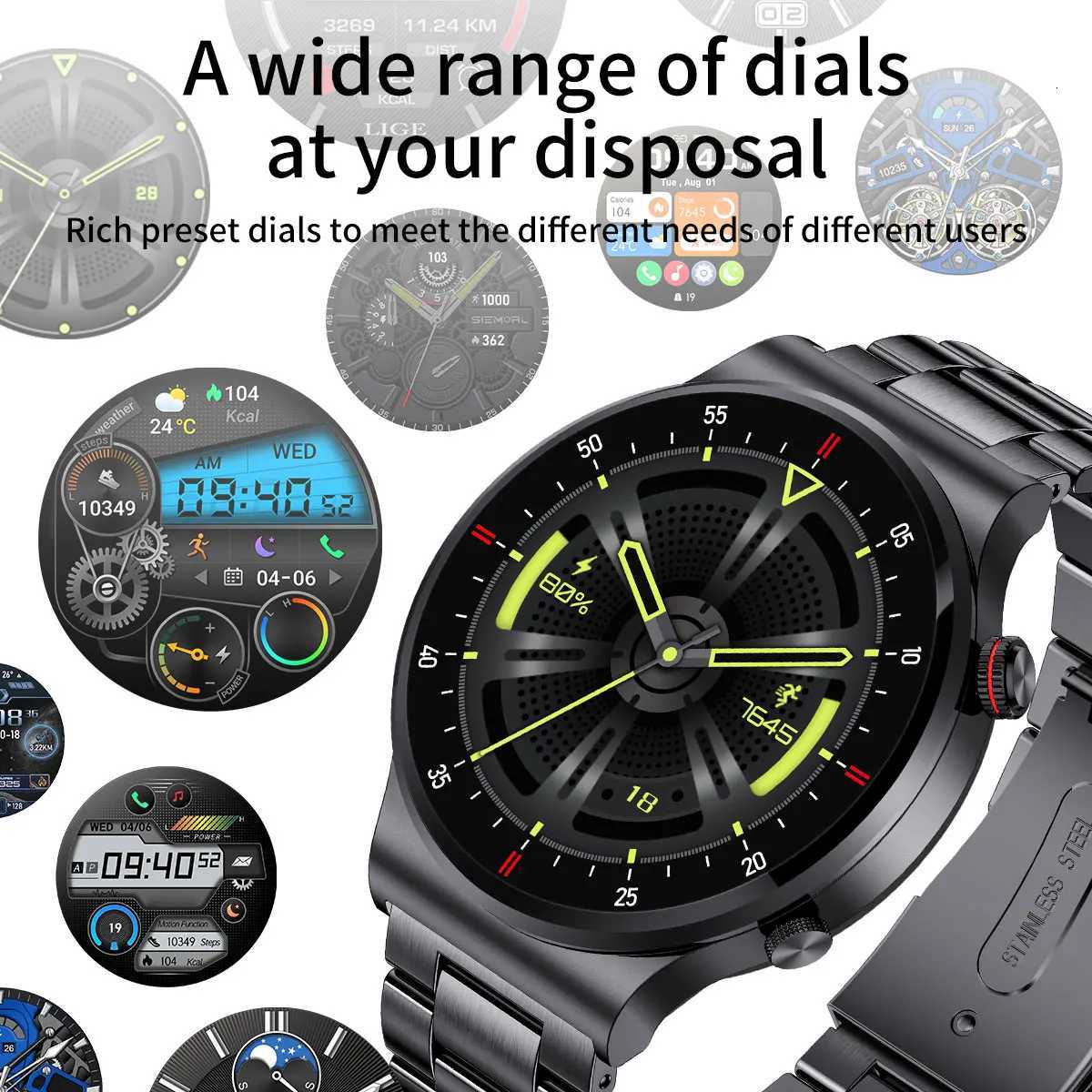 LIGE Outdoor Sport Smart Watch Men 185 inch AMOLED Sn Health Detection Waterproof Call Smartwatch For Android OS C251203