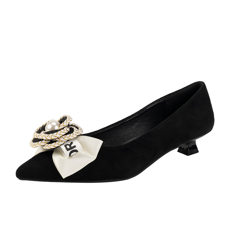 Free shipping Designer Dress Shoes 2025 New Fashionable Versatile Pointed Shallow Mouth Suede Casual High Heels