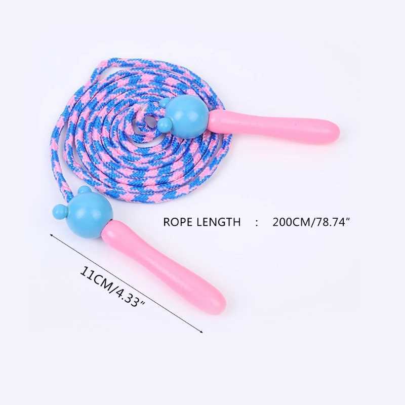 Cotton Jump Rope for Kids-Wooden Handle-Adjustable Cotton Braided Fitness Skipping Rope Great for Exercise Activity 24BD M260319