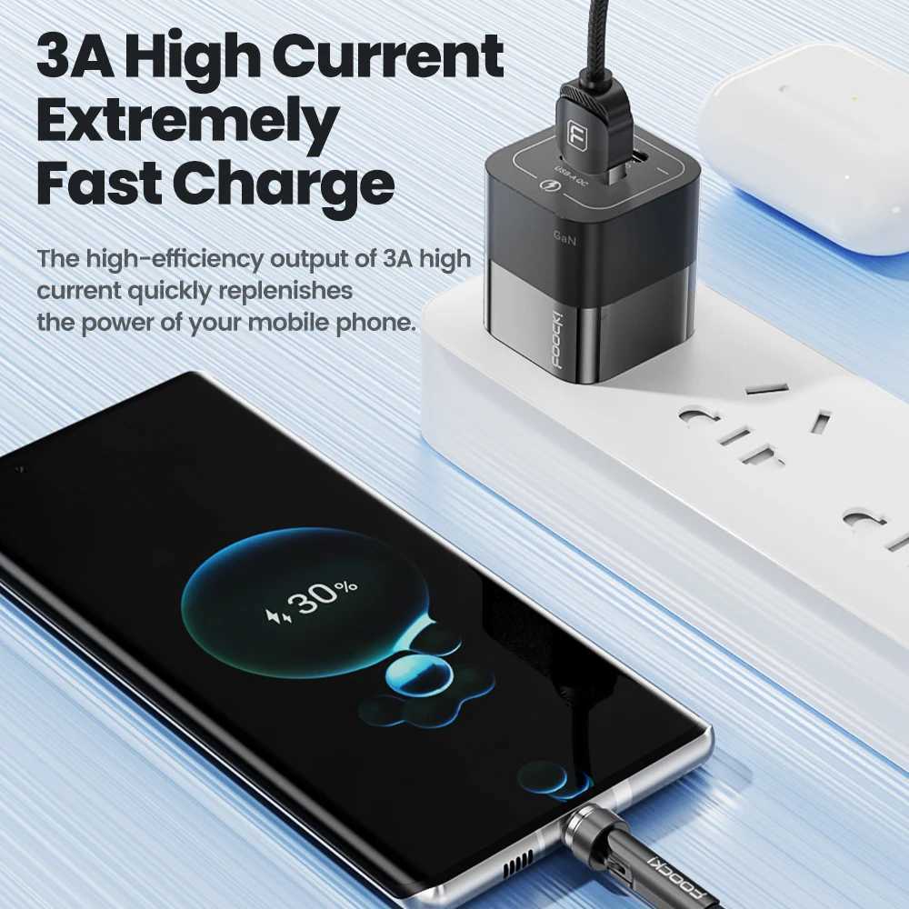 Toocki 540 Rotate Magnetic Cable 3A Fast Charging Micro USB Type C Cable For iPhone 14 S23 Magnet USB Phone Cable C251203