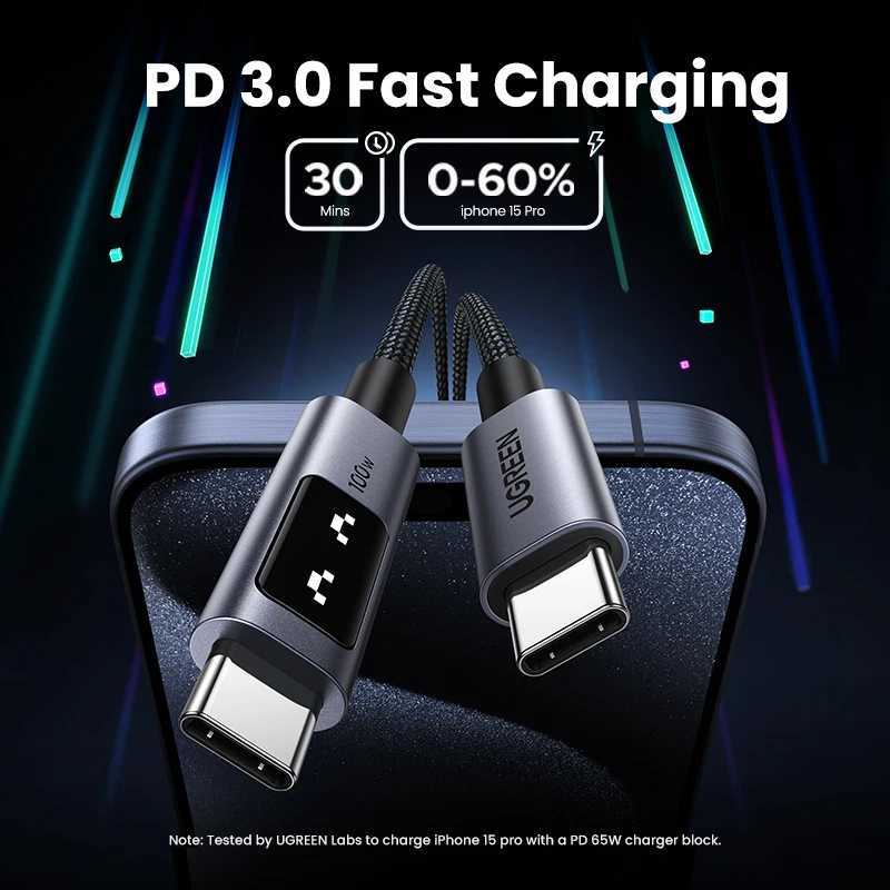 UGREEN Uno PD100W USB C to USB C Cable Fast Charging PD 30 Type C Cable for Book Pro/Air iPad Pro iPhone 15/14 C251203