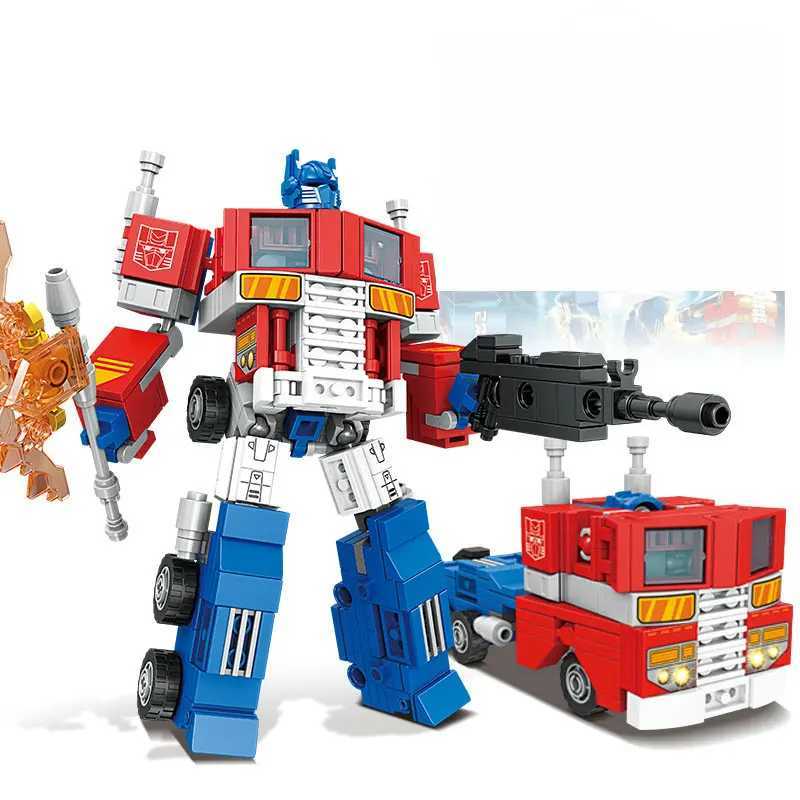 Autobots Decepticons Building Blocks Transformation Robot Children Educational Assembly Car Tank Brick Assemble Toy Gift C251203