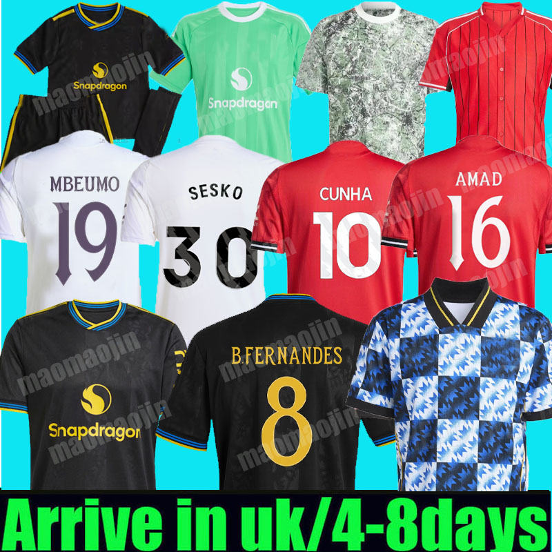 25 26 Sesko Zirkzee Cunha MBEUMO soccer jerseys b. fernandes AMAD football shirt 2025 men kids kit casemiro onana yoro fans player version garnacho Hojlund HOME