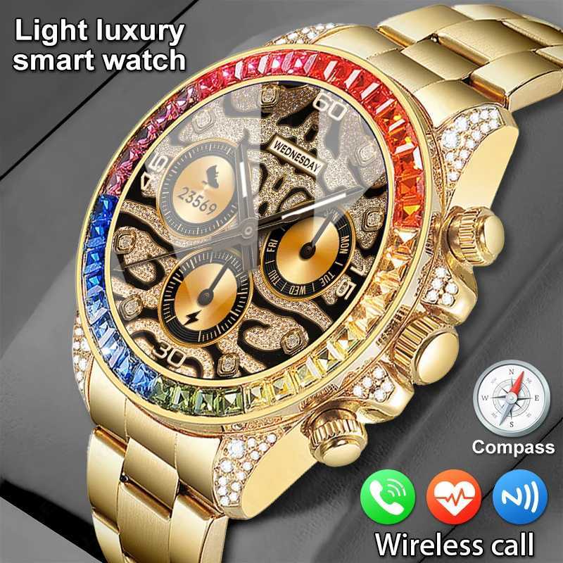 Lige Watches For Men Luxury Stainless Steel Band Watch Diamond-Studded Business Smart Watches Waterproof Analog Quartz WatchBox C251203