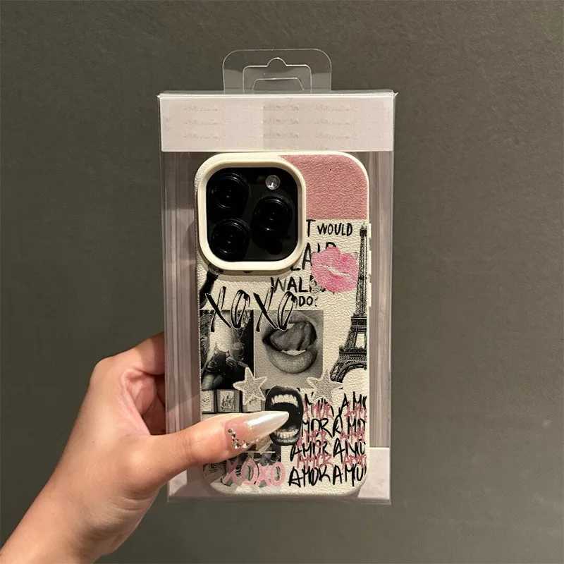 Stylish Lip Print Eiffel Tower Lichee Pattern Silicone Phone Case For iPhone 16 15 14 13 12 11 Pro Max XS XR X 16 Plus 17 Cover H251203