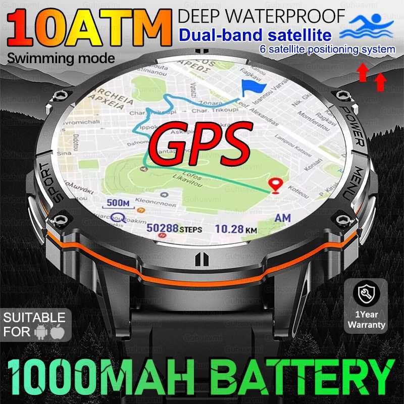 2025 New Men GPS Sports Smart Watch 173 AMOLED Cpass Rate 1000mAh Battery Call 10ATM Waterproof Smartwatch C251203
