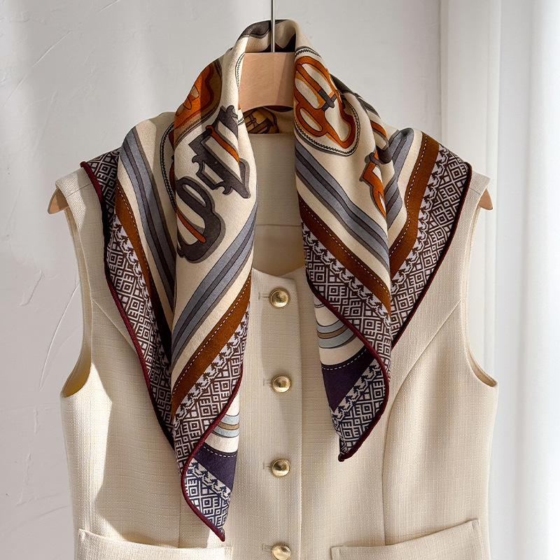 2-Piece Silk-Wool Square Scarf Luxe Scarf Sun Protection Shawl for Layering Elegant Chic Office Lady Minimalist Affordable Luxury Style Sophisticated 