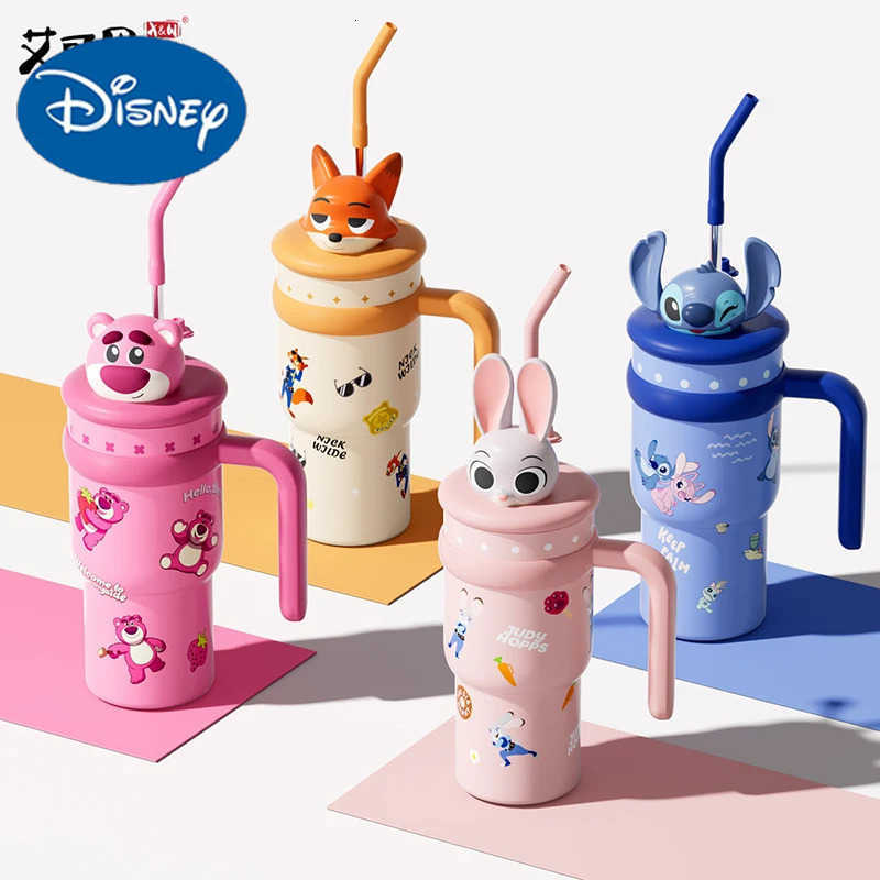 Disney Cartoon Thermos Cup 700ML Stainless Steel Keep Cold and Hot Stitch Lotso Coffee Cup with Straw Portable Car Water Cups H251203