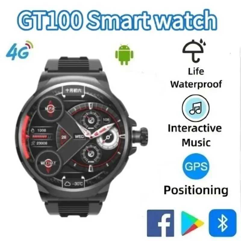 GT100Smartwatch 4GSimcard Android System 180 Rotary camera IP67 Waterproof Clock GPS WIFI 128GB R Smart Watch For Students C251203