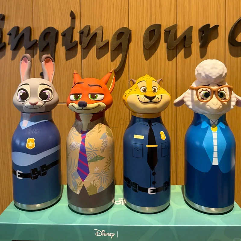 Disney 2025 Officially Zootopia Vacuum Mug Nick Wilde Judy Hopps Stainless Steel Sports Kettle Panther Officer Aquarius 430ml Gifts H251203