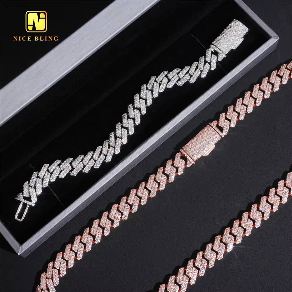 13mm 2 Rows High Quality CZ Stone Iced Out Cuban Link Chain 925 Silver Hip Hop Jewelry Cubic Zirconia Diamond Necklace Bracelet