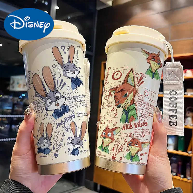 Disney Zootopia 2 Peripheral Nick Judy Hopps Thermos Mugs Ins High-value Cartoons Large-capacity Couples Students Cute Water Cup H251203