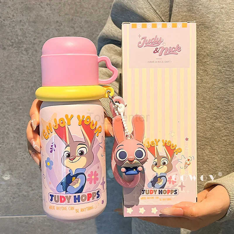 Disney Zootopia Thermos Kawaii Cartoon Printed Accessory Judy Hopps and Nick Wilde Couple Water Cup Milk Cup Gift H251203