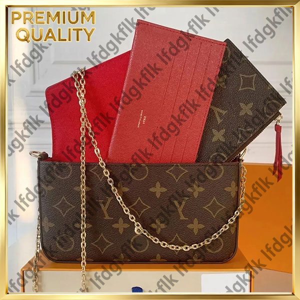 2026 Designer Shoulder Bags 3/p Set Top Luxury Designer Wallet Shoulder Bag Women Classic Flower Pochette Felicie Bag Leather Clutch Tote Messenger bags with box Hf