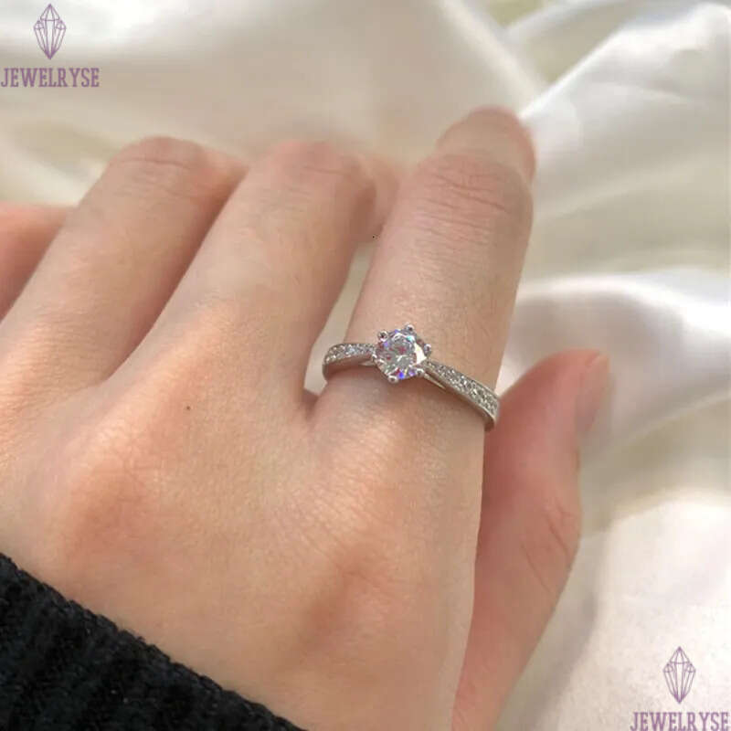 5mm diamond ring for woman six prong setting 12 colors s25 sterling silver 5A zirconia engagement wedding rings designer ladies luxury jewelry gift bo