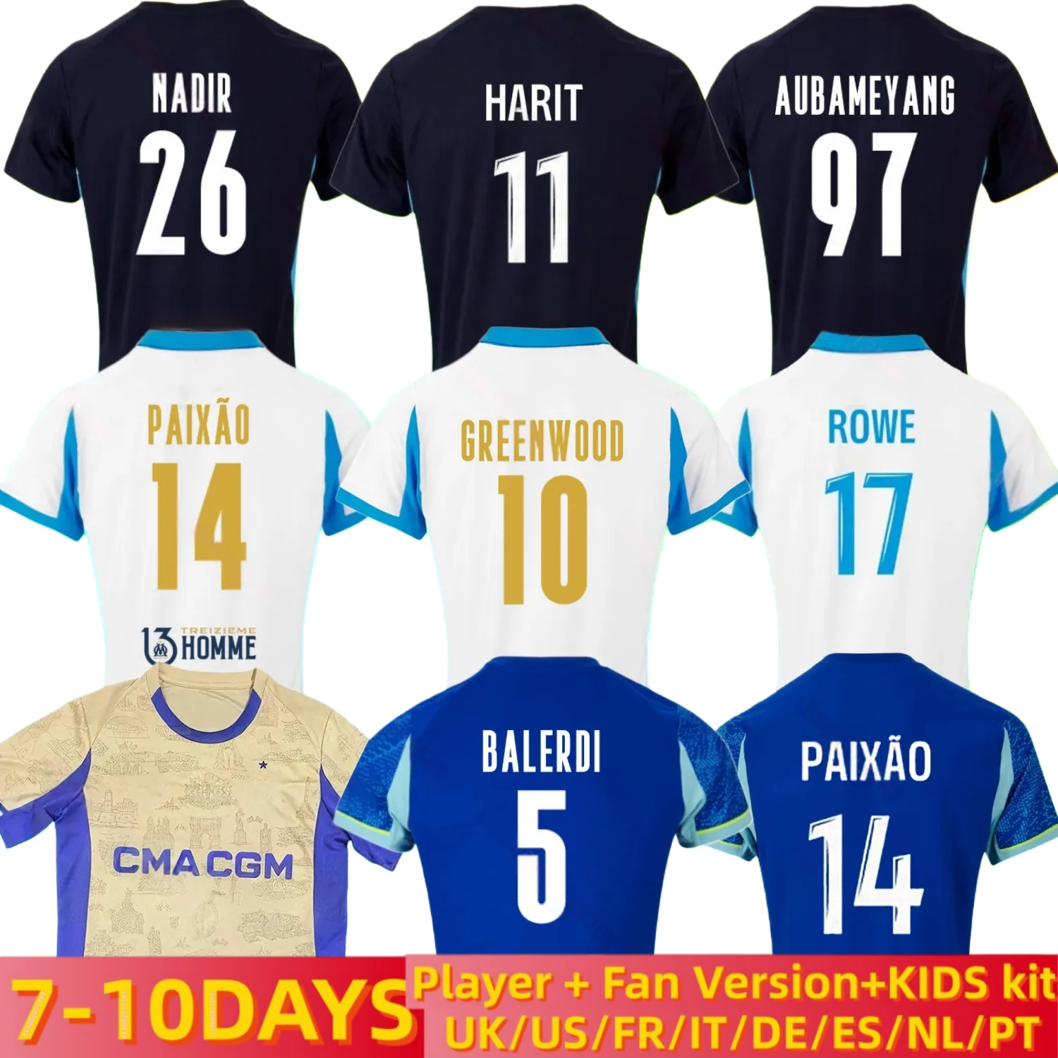 25 26 maillot de foot GREENWOOD marseile jersey soccer 125th Anniversary 4th WAHI OUNAHI harit 2025 2026 OM man KIDS football shirt hommes enfants NDIAYE Mbemba