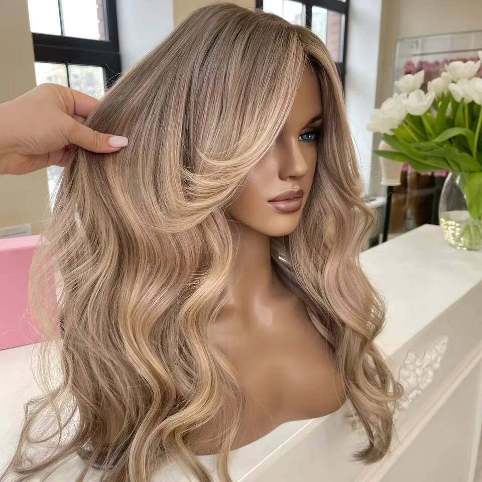 Je Quality Wig 150 Density Ombre Blonde Color Wave 100 Unprocessed Young Donor Hair Swiss Lace Front Wigs With Fringe - view 7