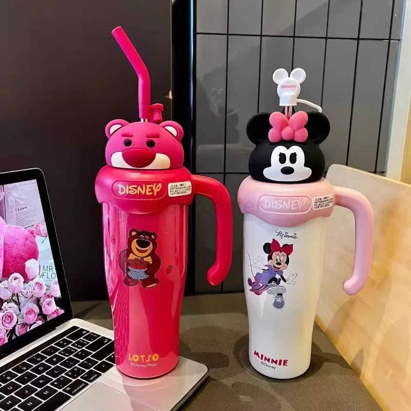 Disney Mickey Minnie Lotso cute creative cartoon pattern stainless steel portable large capacity insulated water cup with straw H251203