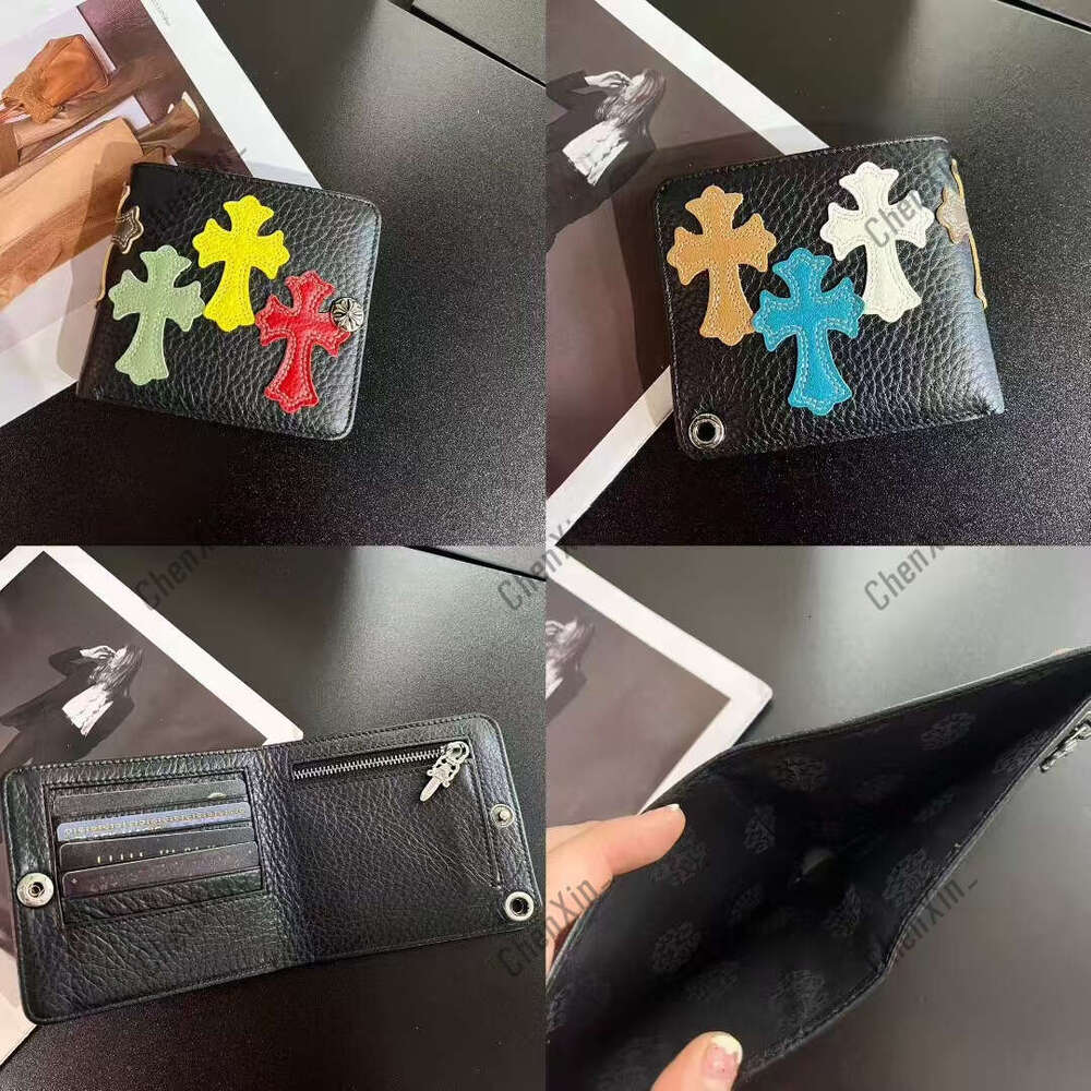 CH Charm bag Designer wallet bag First Layer Cowhide Short Wallet Cross Color Leather Card Holder Multifunctional Zipper Storage Bag Unisex