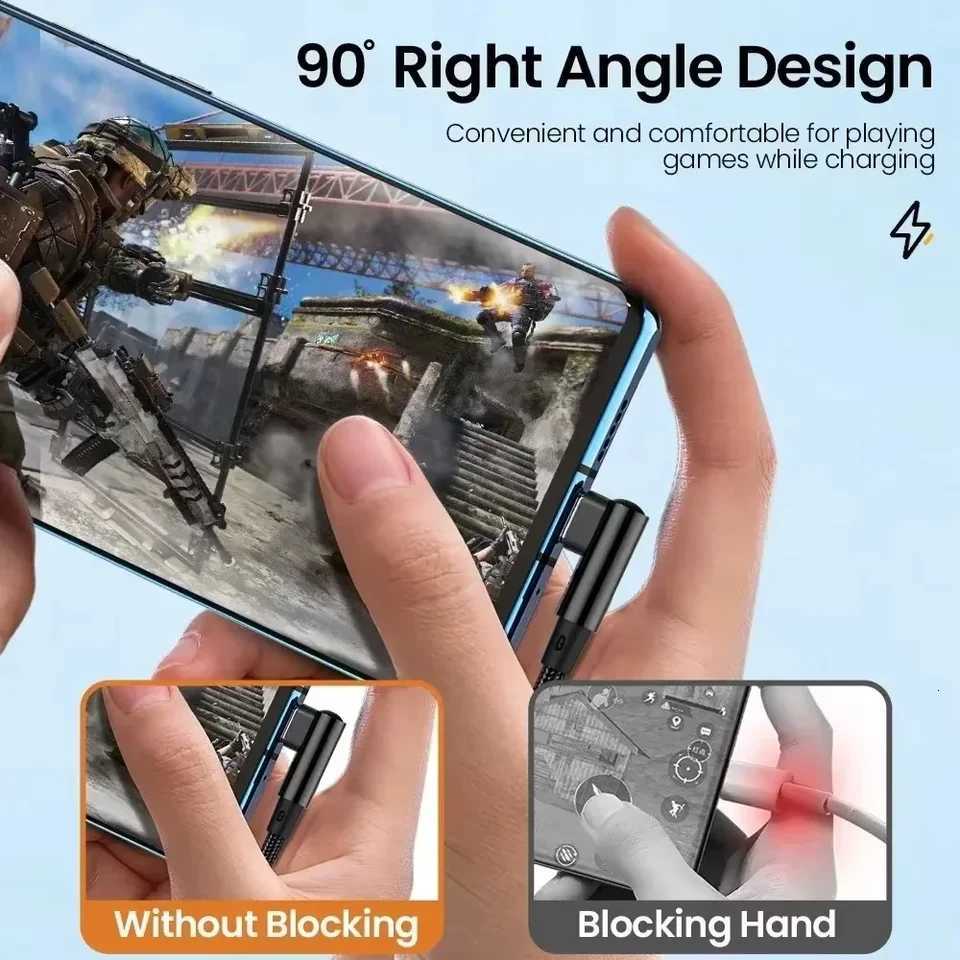 OUIO 2-Pack 66ft Right Angle Braided USB-C Charging Cable Durable Fast Charger for Phones Tablets C251203