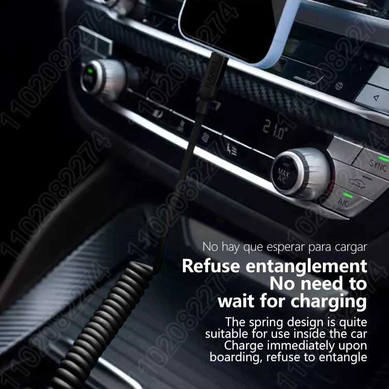 PD 27W Car USB Spring Stretch Cable For iPhone 13 12 11 14 Pro Max Phone Fast Charging Charger Cable X XR XS 7 8 Plus Data Cable C251203