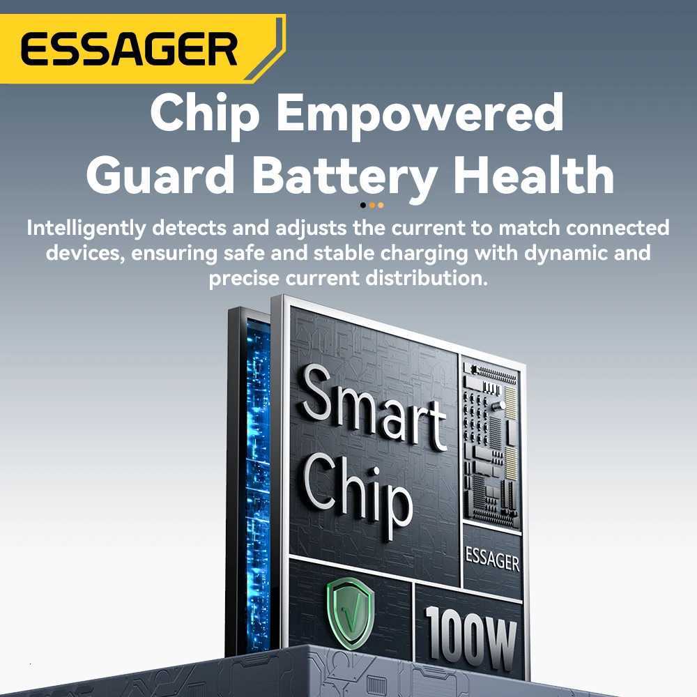 Essager 4 In 1 Digital Display USB Cable Type C 100W PD Fast Charging Wire For iPhone book iPad Type C Lighting Cable C251203