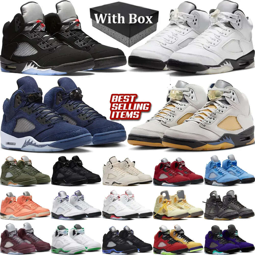 With Box man women 5 Mens Basketball Shoes 5s Black Cat Olive Navy Georgetown Aqua UNC Lucky Green Concord Racer Blue Raging Bull Fire Red Suede Sail Burgundy