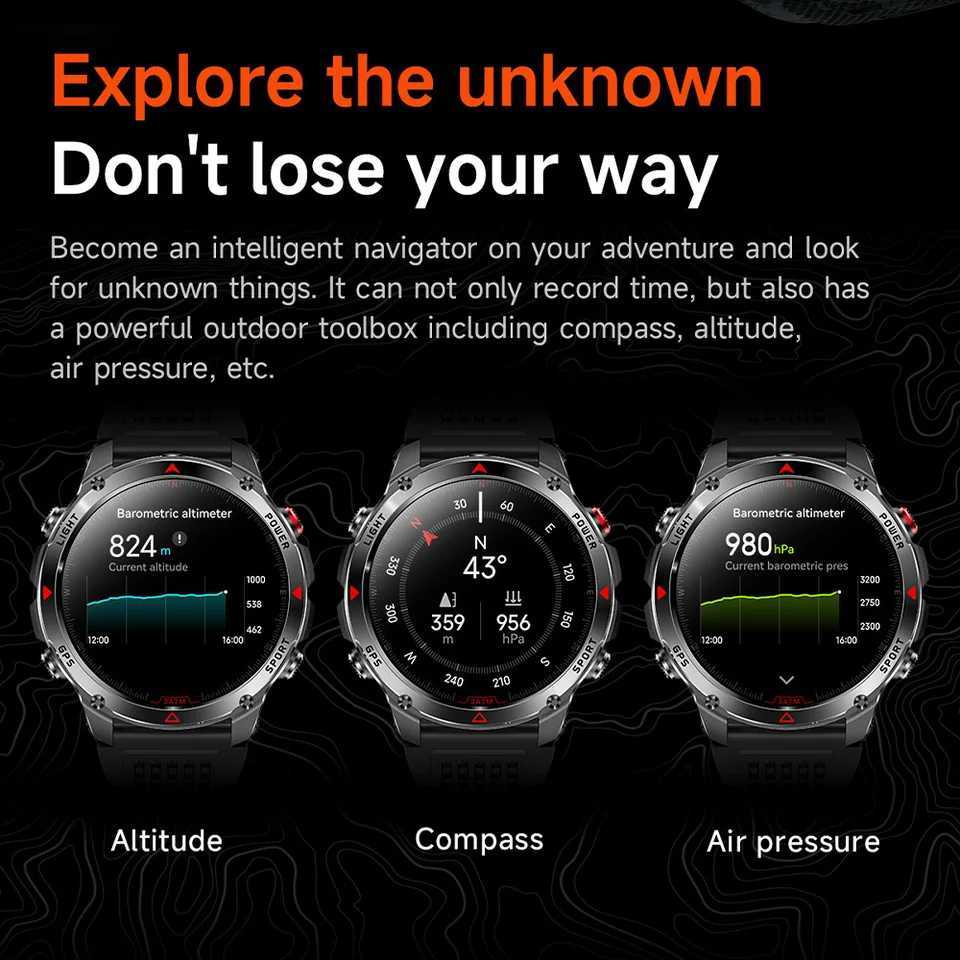 Military T-Rex 3 GPS Waterproof Smart Watch 146HD AMOLED Built-in 6 Frequency Satellite Outdoors Sports Fitness Smart Bracelet C251203